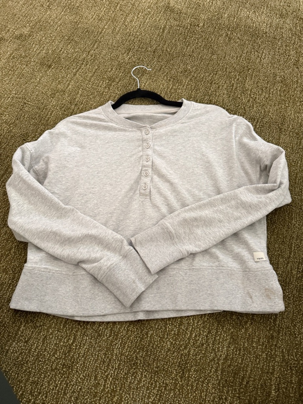 Vuori Heather Gray Pullover Henley Sweatshirt